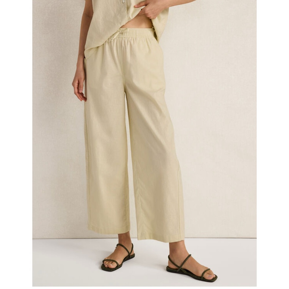 Haven Well Within Organic Cotton Linen Barrel Leg Pants Celery Leaf XS Coastal
